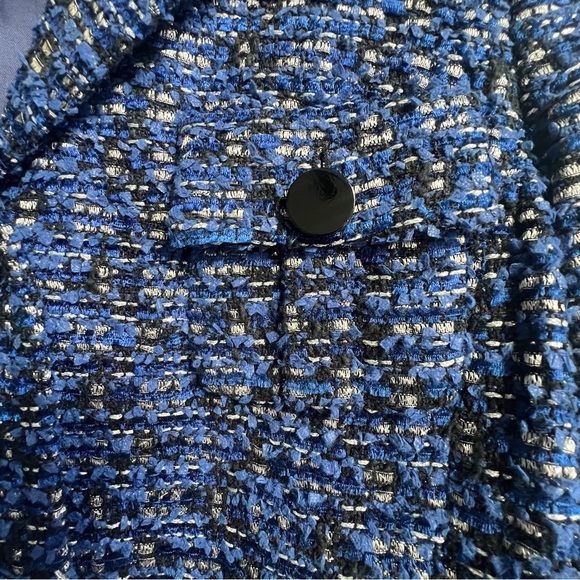 Kate Spade TAVI Jacket Rendezvous Blue Tweed Boucle Silver Lining Tinsel Tweed 4 - Picture 10 of 15